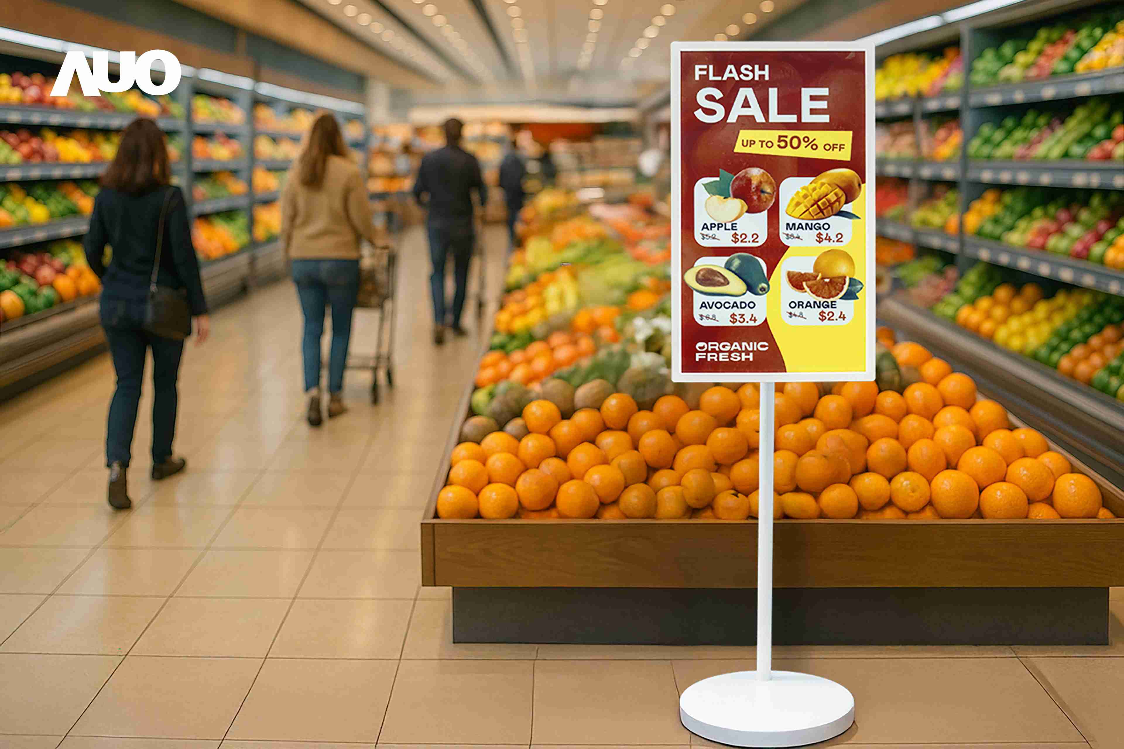 达擎首亮相低功耗、、、全彩的〝aecoPost电子纸解决方案〞，，仅在更新画面时需要微量的电力驱动，，无需布建电线的便捷设计，，，，使其可灵活应用、、、、随意置放，，，并可透过云端或行动装置app，，轻松管理及排程广告内容，，，晋升店头营销利器。。。。